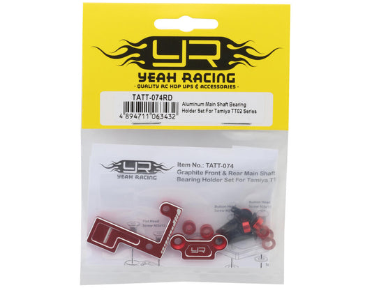 Yeah Racing Tamiya TT-02 Aluminum Main Shaft Bearings Holder Braces Set (Red)