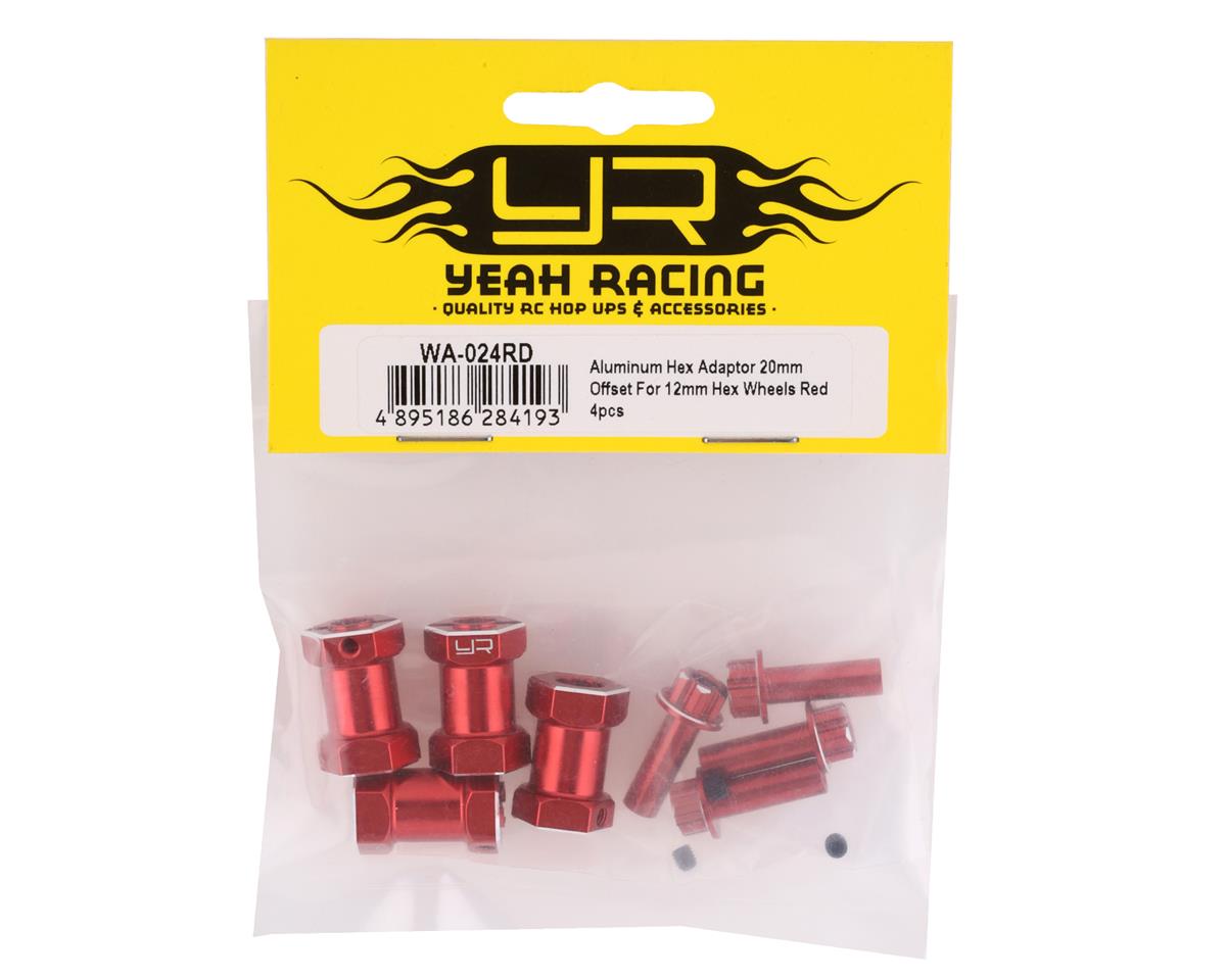 Yeah Racing 12mm Aluminum Hex Adaptors (Red) (4) (20mm Offset)