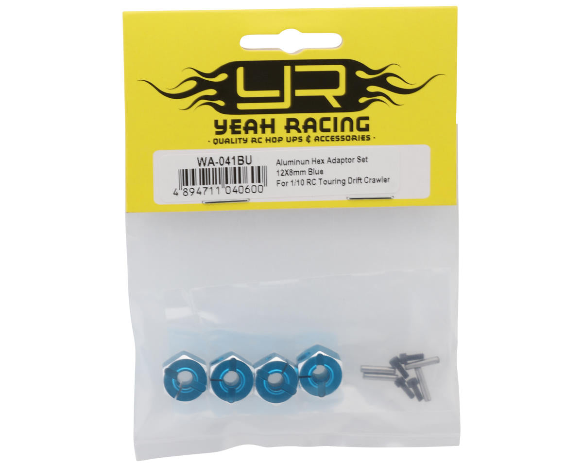 Yeah Racing Aluminum 12mm Hex Adaptor Set (Blue) (4) (8mm)