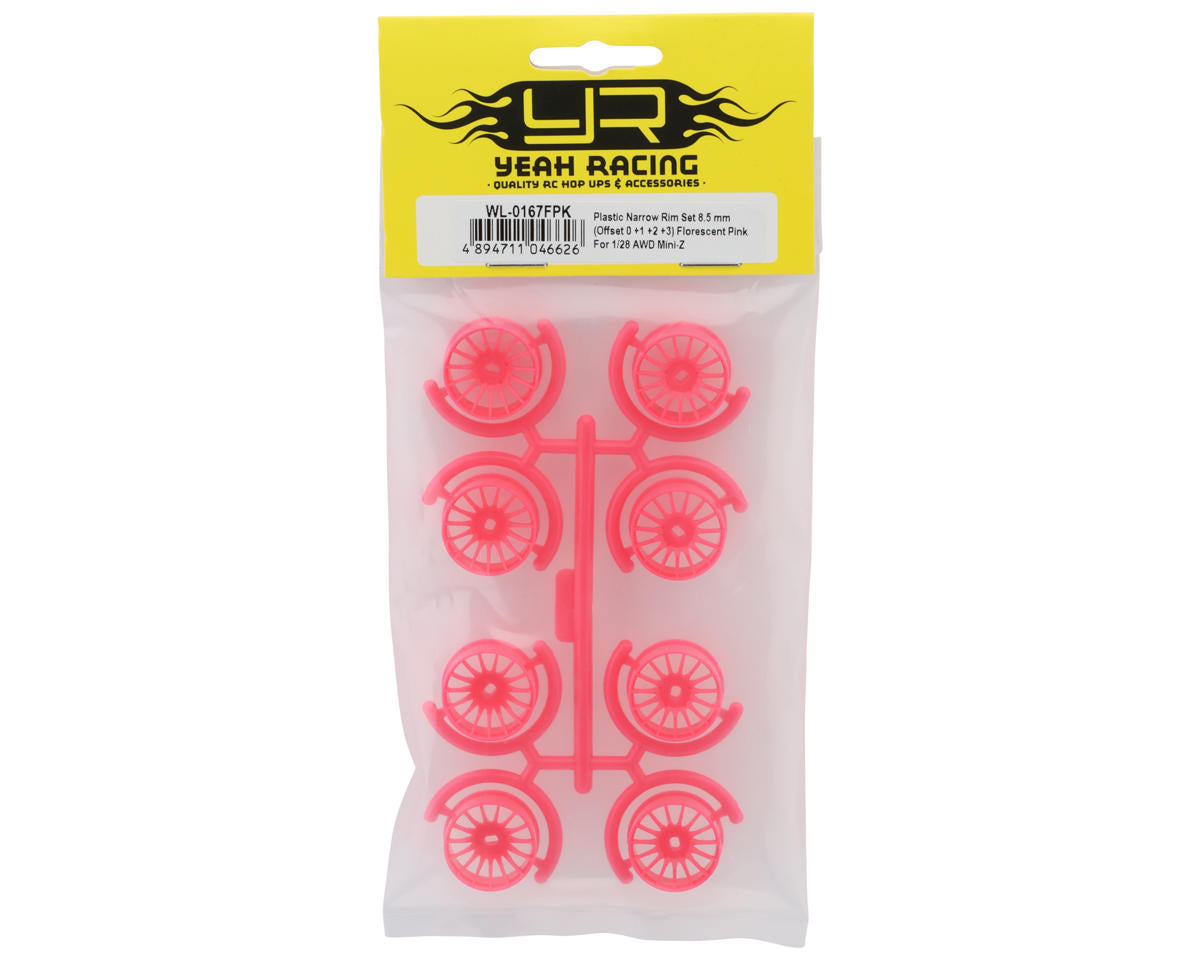 Yeah Racing Mini-Z AWD 8.5mm Multi-Spokes Narrow Wheel Set (Florescent Pink)