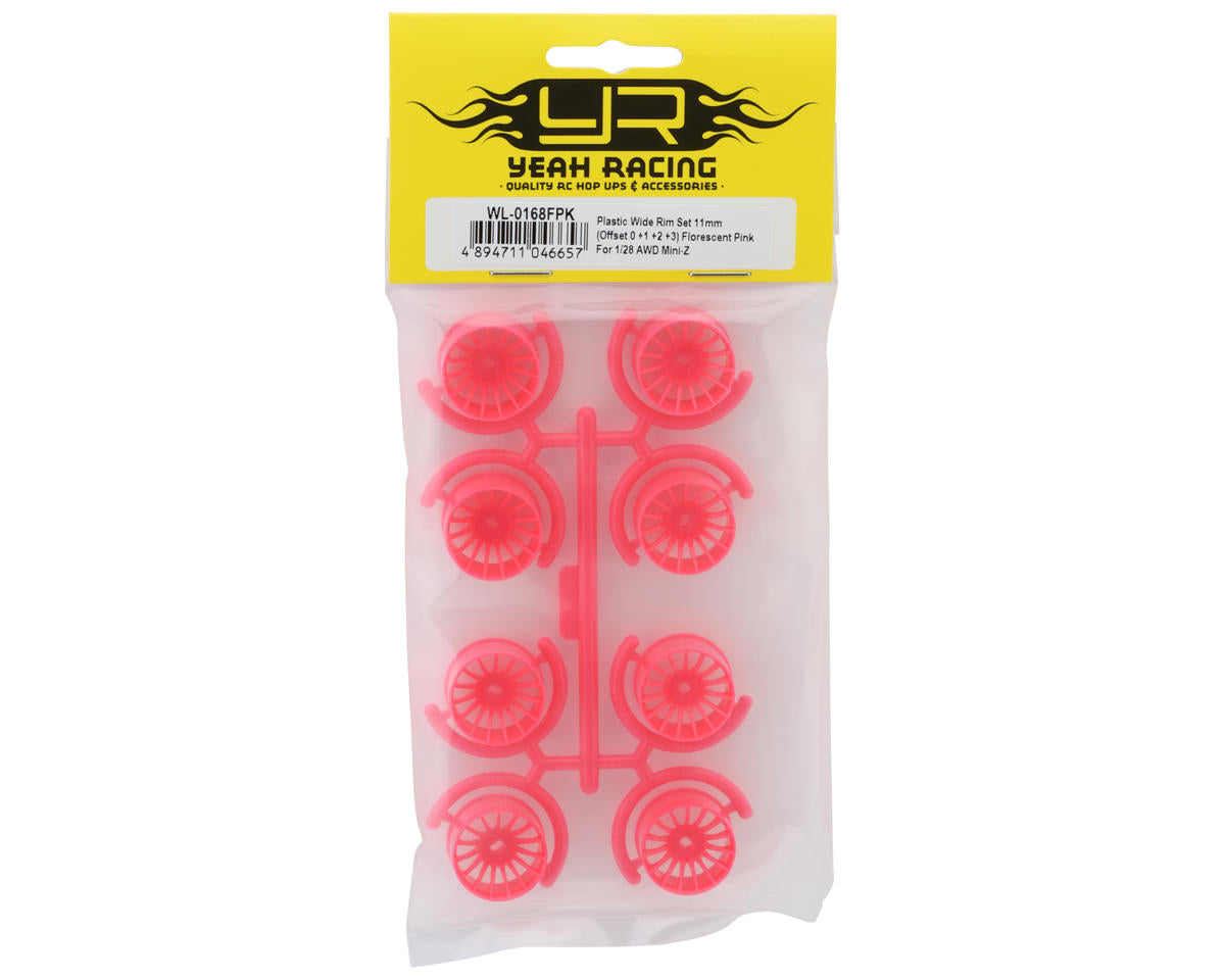 Yeah Racing Mini-Z AWD 11mm Multi-Spokes Wide Rims Set (Florescent Pink)