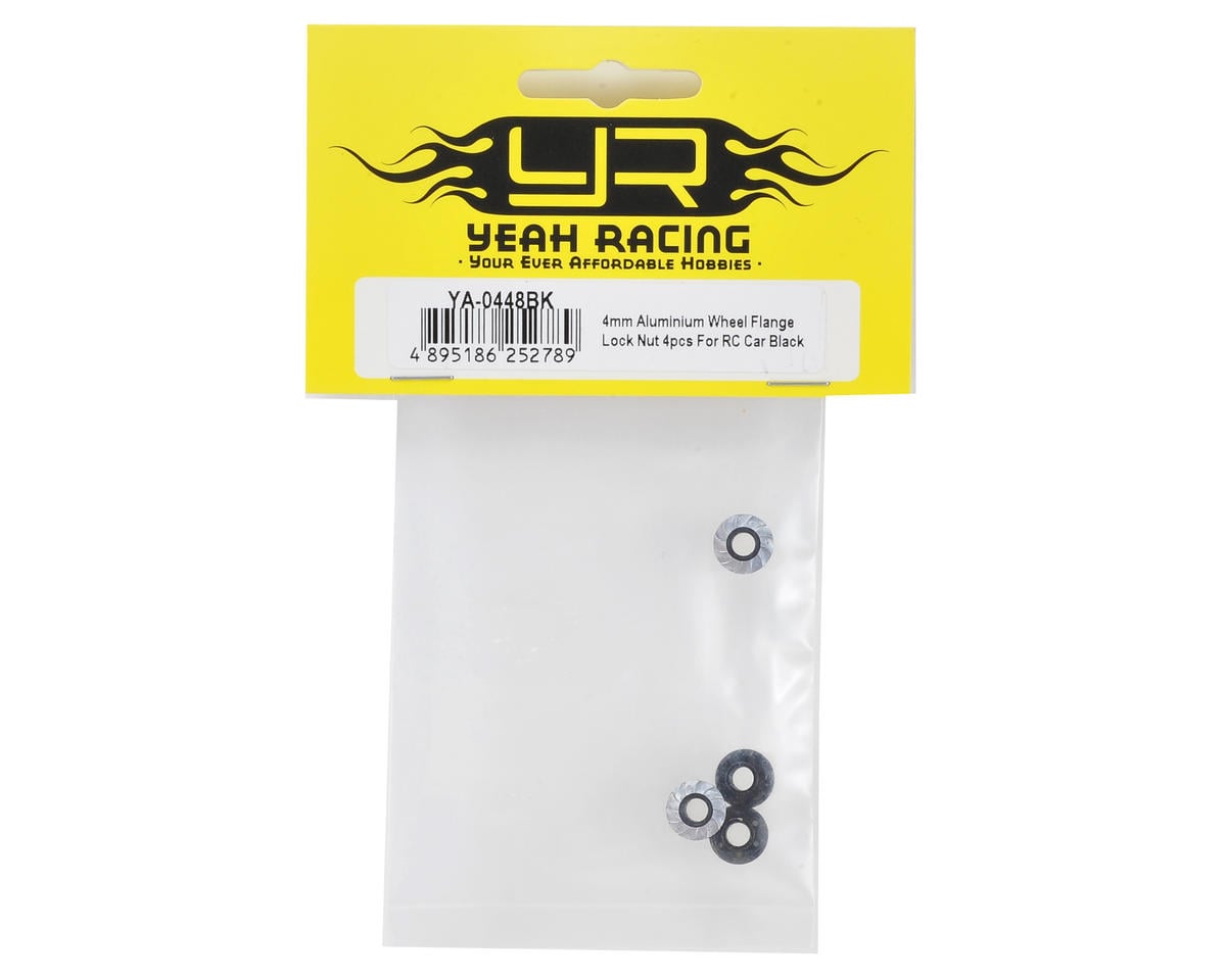 Yeah Racing 4mm Aluminum Serrated Wheel Lock Nut (4) (Black)