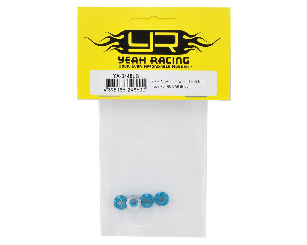 Yeah Racing 4mm Aluminum Serrated Wheel Lock Nut (4) (Blue)