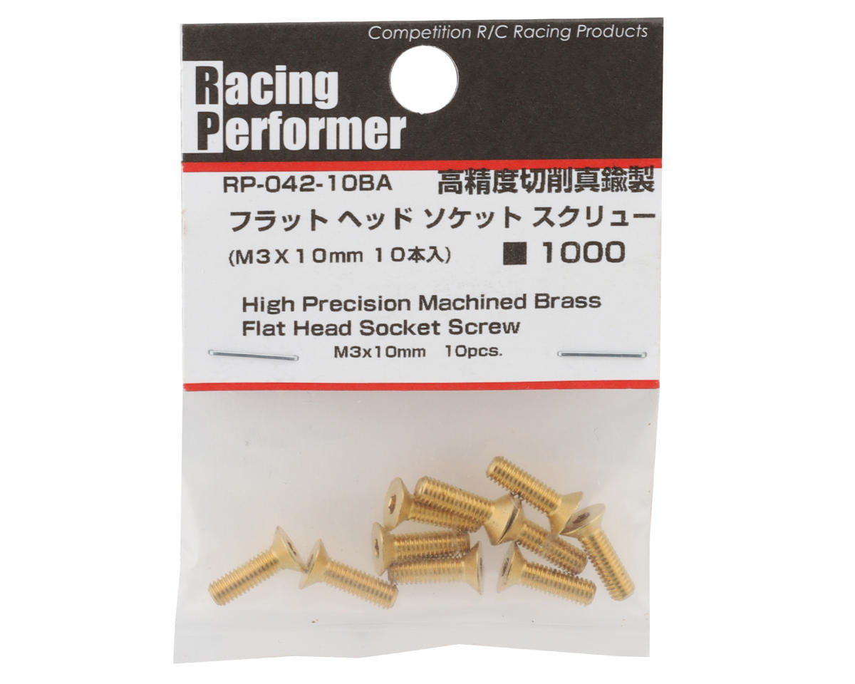 Yokomo Brass Flat Head Screws (10) (3x10mm)