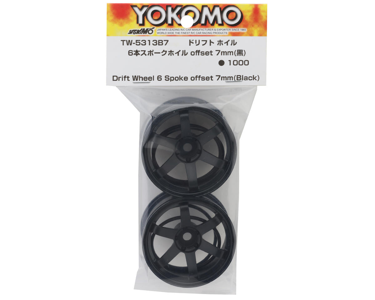 Yokomo 6-Spoke Drift Wheels (Black) (2) (7mm Offset)