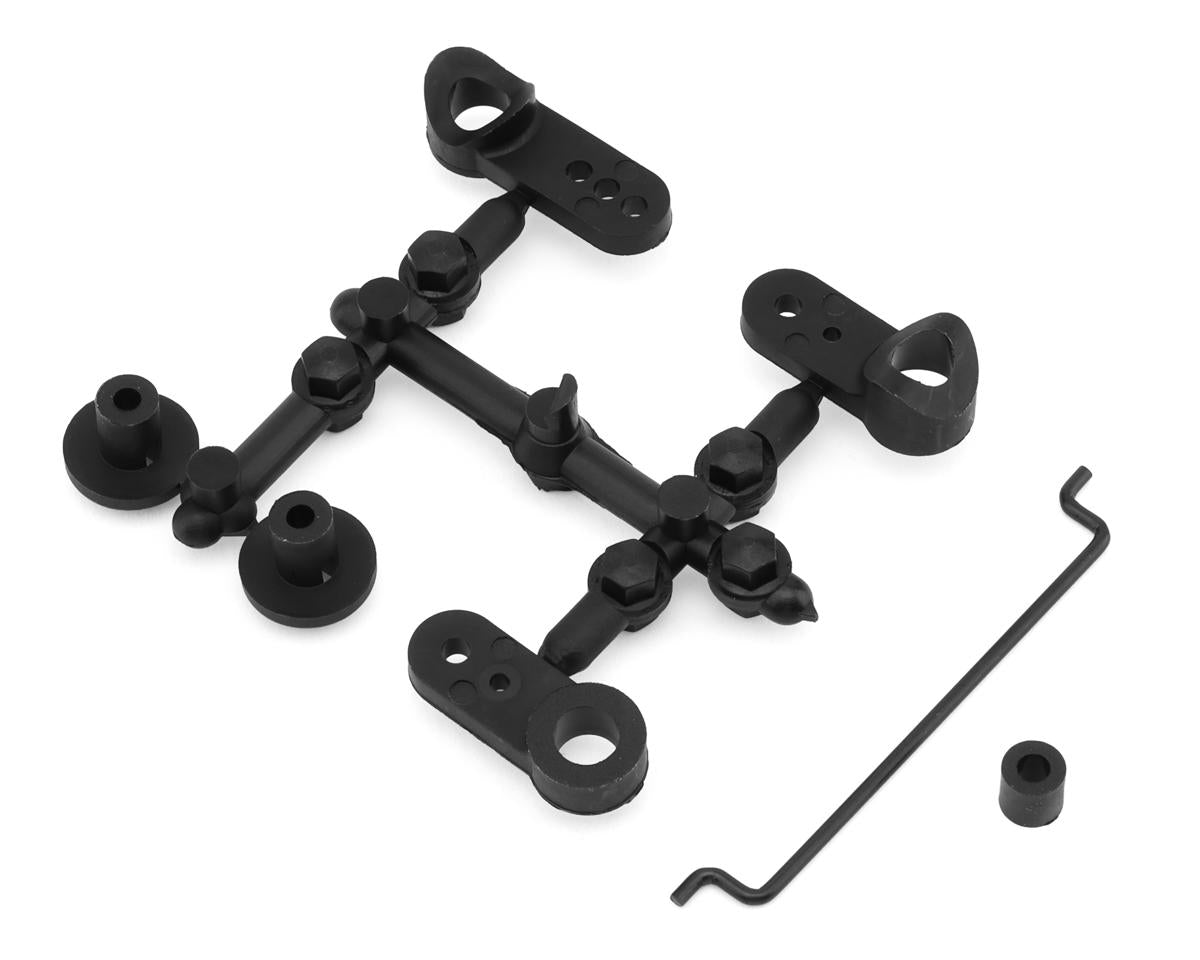 Yokomo Super Dog Fighter Works '91 Team Servo Saver & Wing Mount Set (Black)