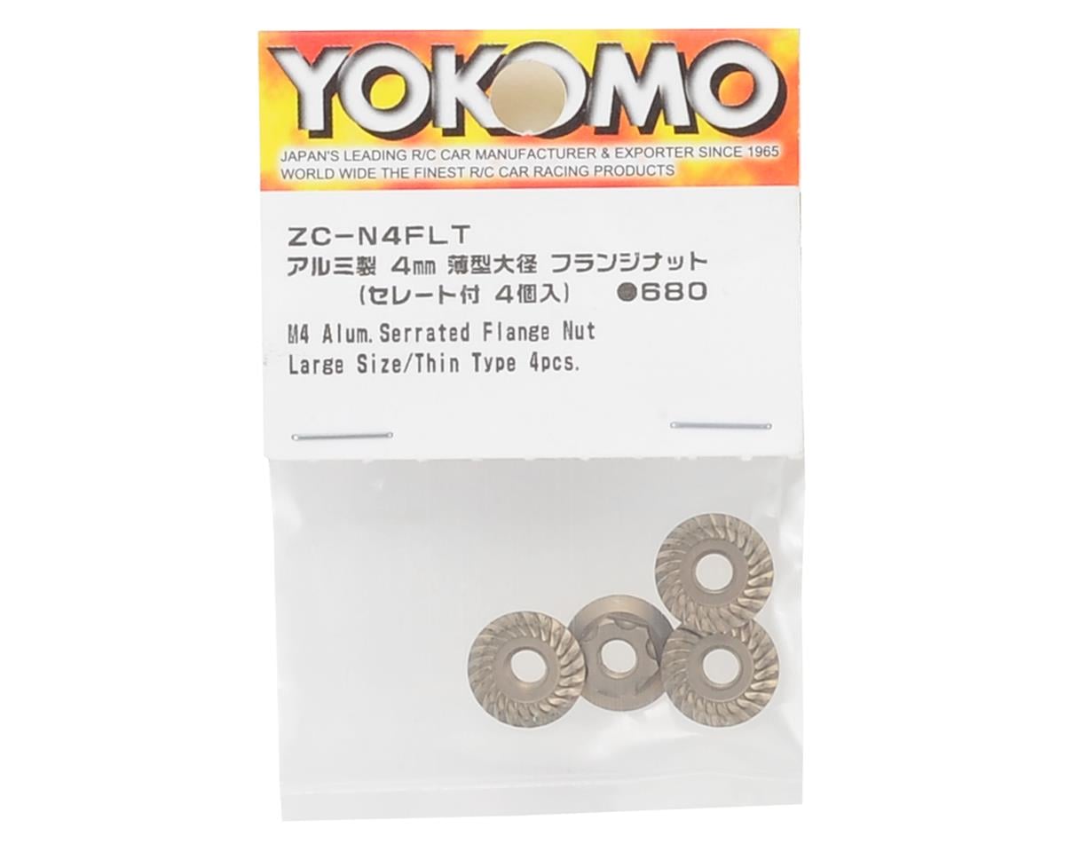 Yokomo 4mm Thin Aluminum Serrated Flanged Nut (4)