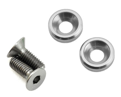 175RC 3x8mm Titanium Flat Head Motor Screws w/Aluminum Washers (Silver) (2)