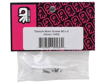175RC 3x8mm Titanium Flat Head Motor Screws w/Aluminum Washers (Silver) (2)