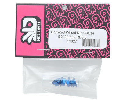 175RC Aluminum 4mm Serrated Wheel Nuts (Blue)