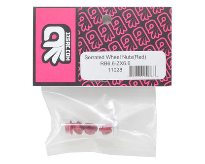 175RC Aluminum 4mm Serrated Wheel Nuts (Red)