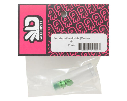 175RC Aluminum 4mm Serrated Wheel Nuts (Green)