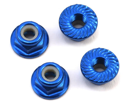 175RC Aluminum 4mm Serrated Locknuts (Blue)