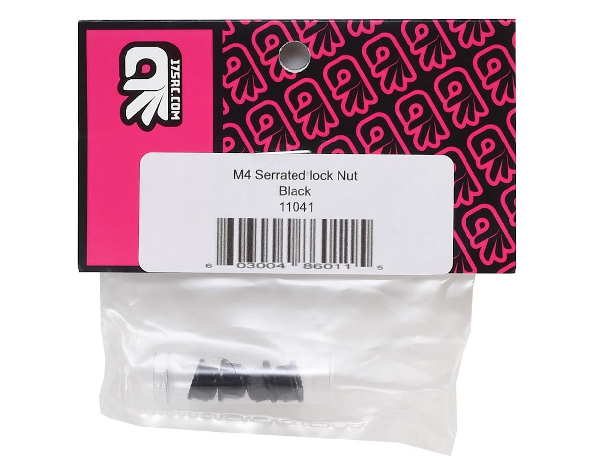 175RC Aluminum 4mm Serrated Locknuts (Black)