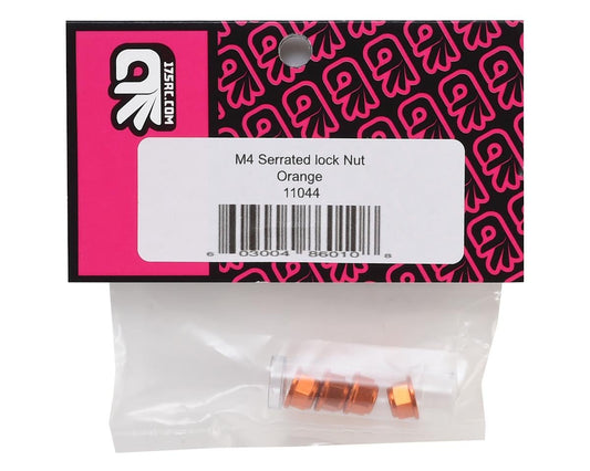 175RC Aluminum 4mm Serrated Locknuts (Orange)