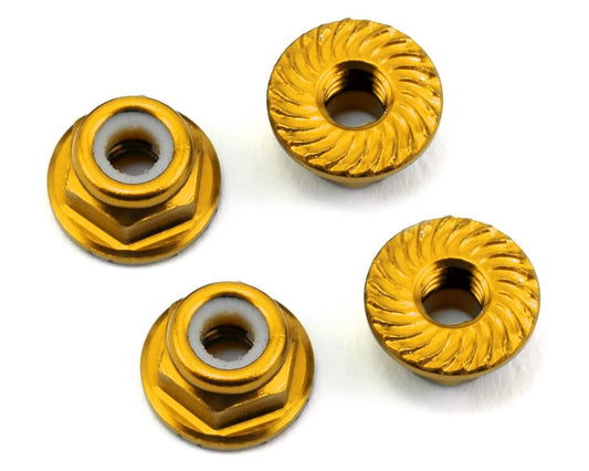 175RC Aluminum 4mm Serrated Locknuts (Gold)