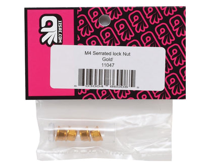 175RC Aluminum 4mm Serrated Locknuts (Gold)