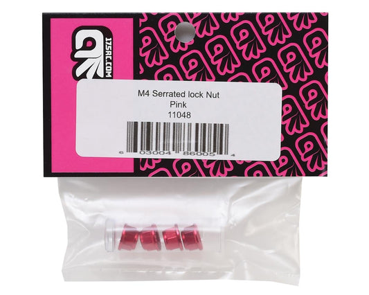 175RC Aluminum 4mm Serrated Locknuts (Pink)