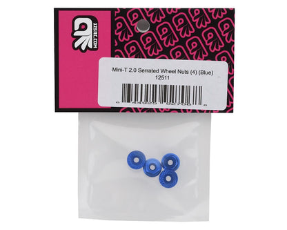 175RC Mini-T 2.0 Serrated Wheel Nuts (4) (Blue)