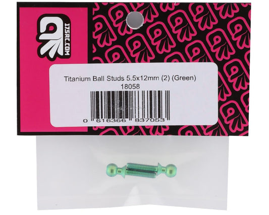 175RC 5.5x12mm Titanium Ball Studs (Green) (2)