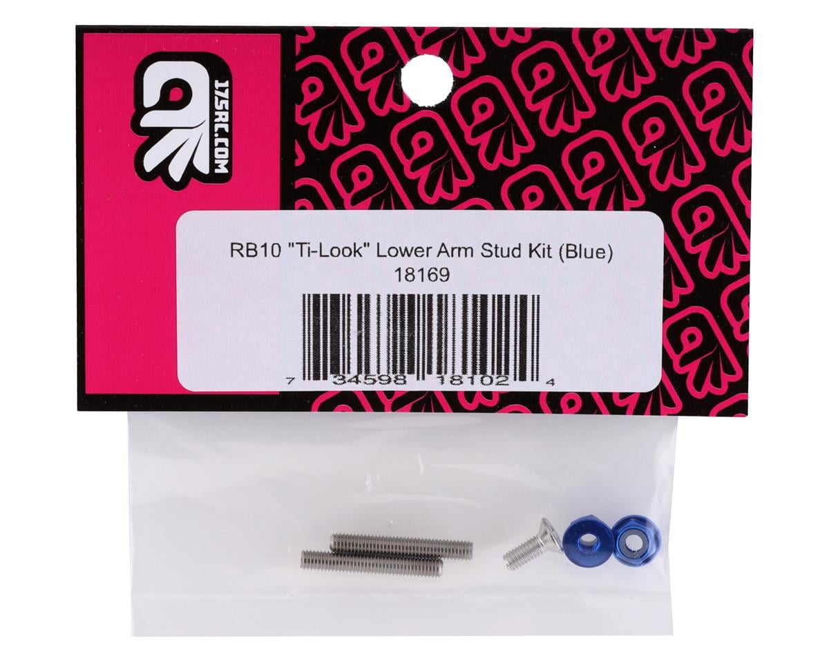 175RC RB10 "Ti-Look" Lower Arm Studs (Blue) (2)