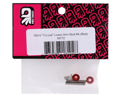 175RC RB10 "Ti-Look" Lower Arm Studs (Red) (2)