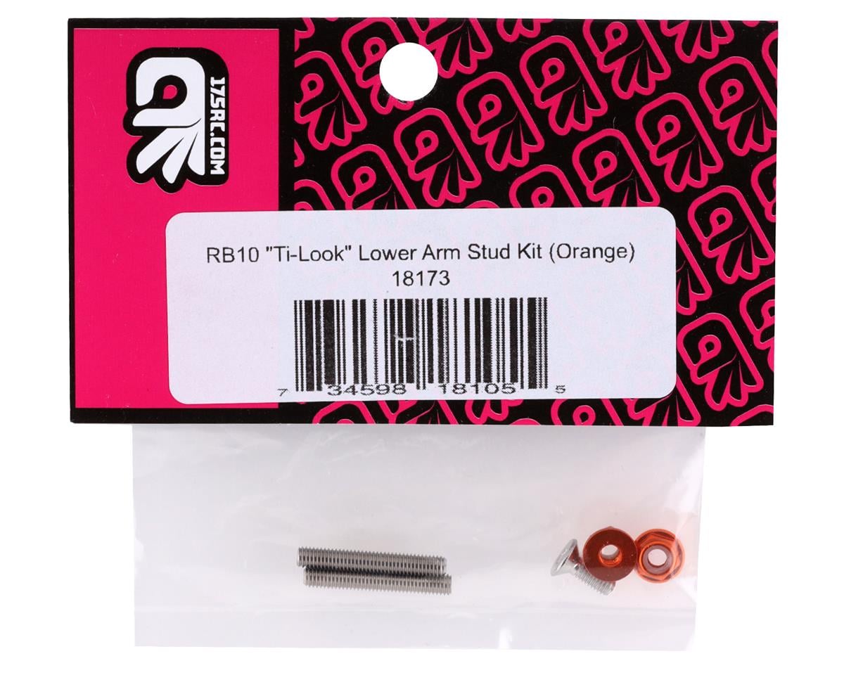 175RC RB10 "Ti-Look" Lower Arm Studs (Orange) (2)