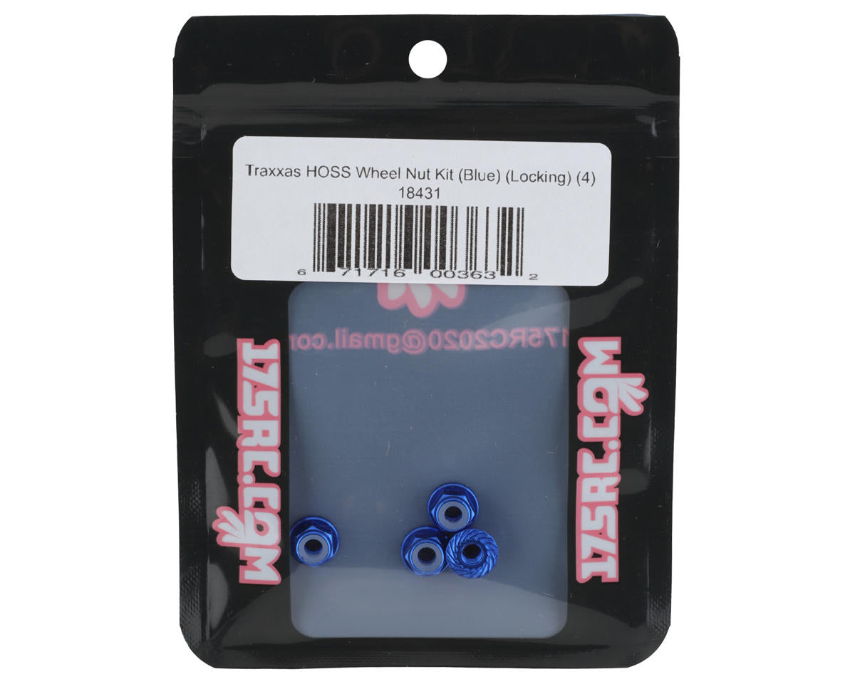 175RC 4mm Locking Wheel Nuts for Traxxas Hoss (Blue) (4)