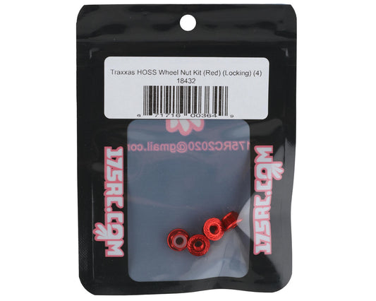 175RC 4mm Locking Wheel Nuts for Traxxas Hoss (Red) (4)