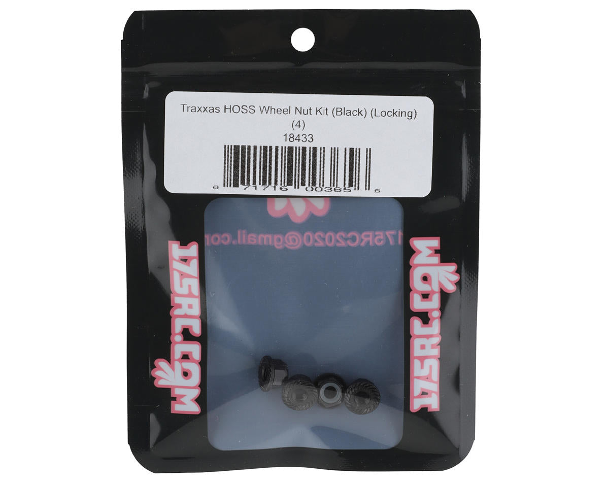 175RC 4mm Locking Wheel Nuts for Traxxas Hoss (Black) (4)