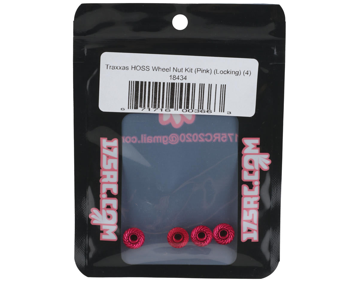 175RC 4mm Locking Wheel Nuts for Traxxas Hoss (Pink) (4)