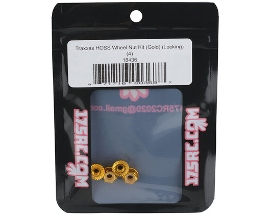 175RC 4mm Locking Wheel Nuts for Traxxas Hoss (Gold) (4)