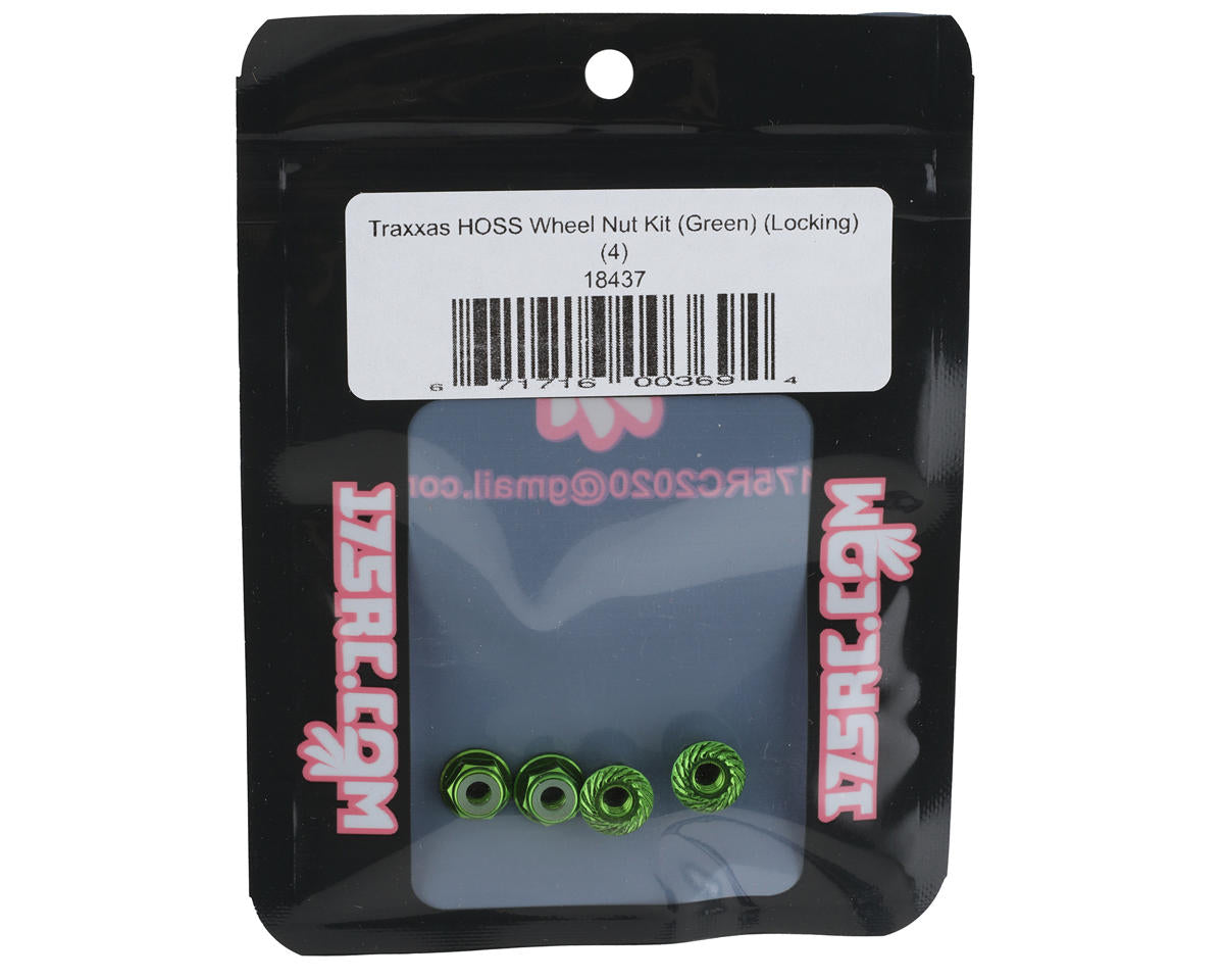 175RC 4mm Locking Wheel Nuts for Traxxas Hoss  (Green) (4)