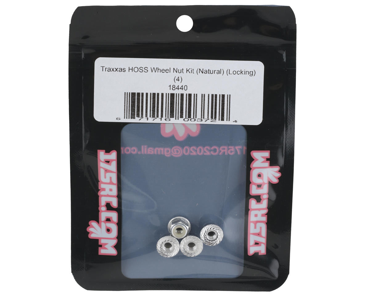 175RC 4mm Locking Wheel Nuts for Traxxas Hoss (Silver) (4)