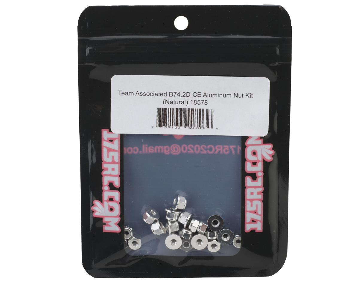 175RC Team Associated RC10B74.2D CE Aluminum Nuts Kit (Silver)