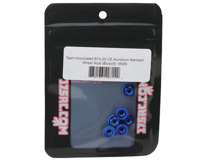 175RC Team Associated RC10B74.2D CE Aluminum Serrated Wheel Nuts (Blue) (6)