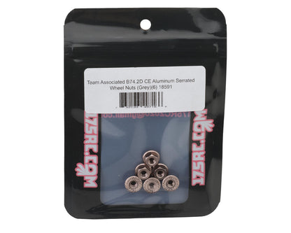 175RC Team Associated RC10B74.2D CE Aluminum Serrated Wheel Nuts (Grey) (6)