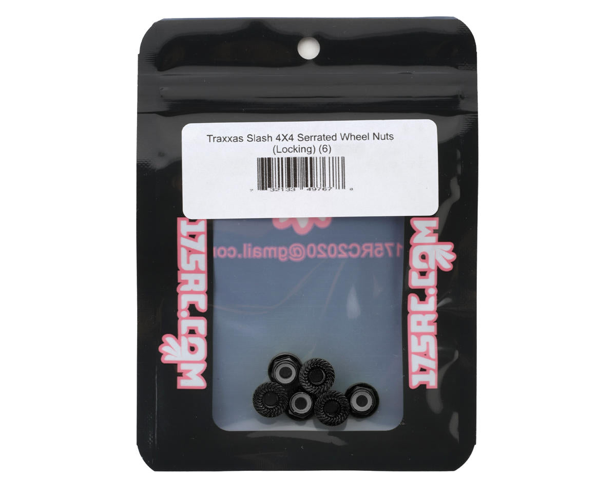 175RC Aluminum Serrated Wheel Nuts for Traxxas Slash 4x4 (Black) (6)