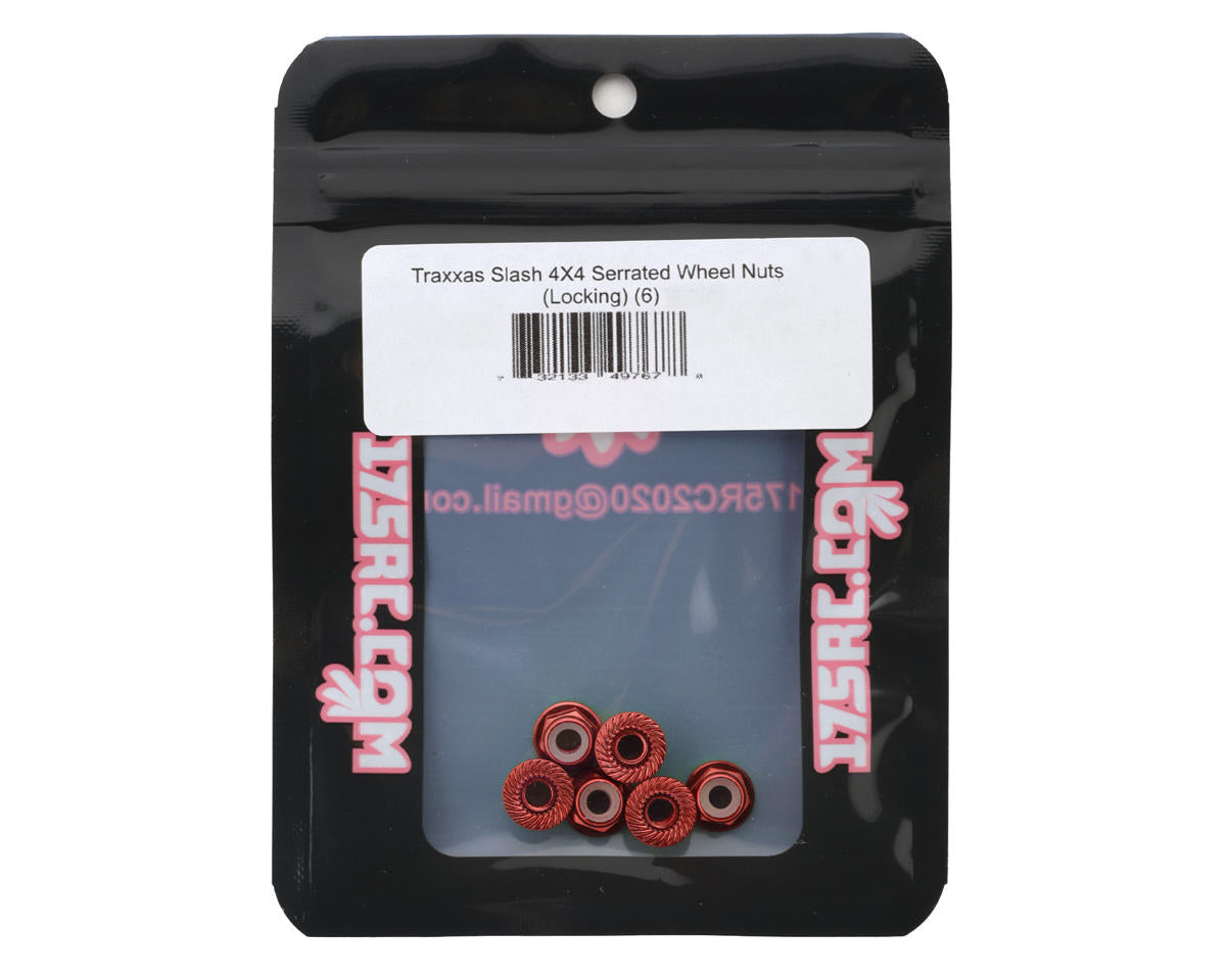 175RC Aluminum Serrated Wheel Nuts for Traxxas Slash 4x4 (Red) (6)