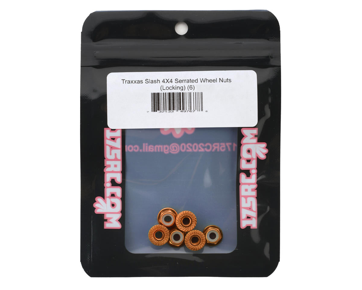 175RC Aluminum Serrated Wheel Nuts for Traxxas Slash 4x4 (Orange) (6)