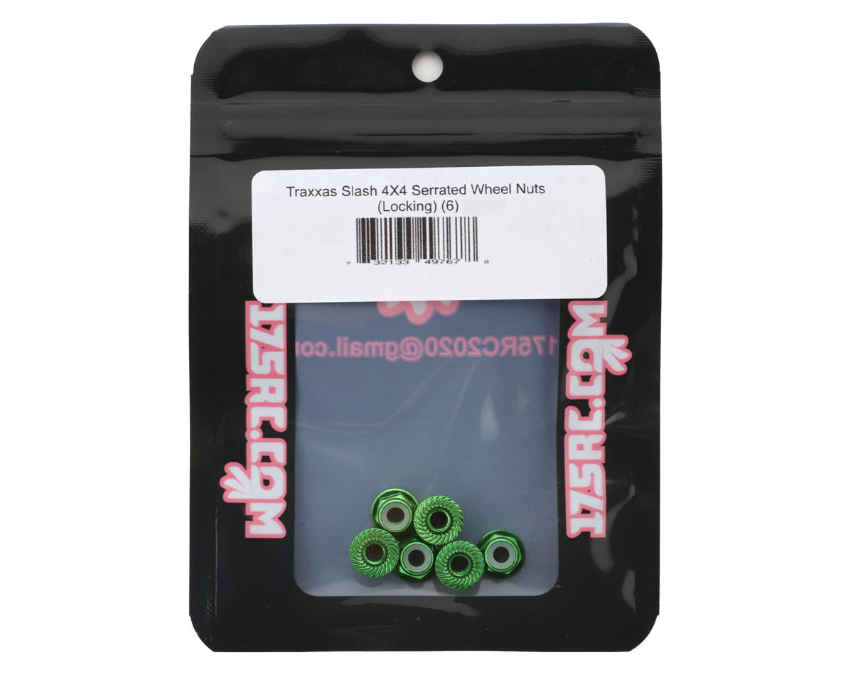 175RC Aluminum Serrated Wheel Nuts for Traxxas Slash 4x4 (Green) (6)