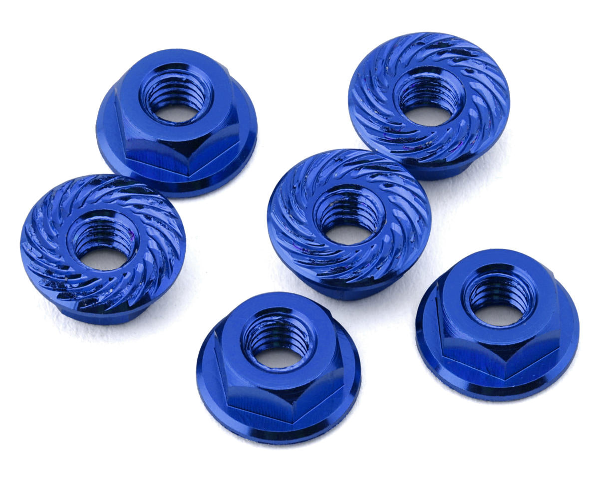 175RC Associated RC10B7 Serrated Wheel Nuts (Blue) (6)