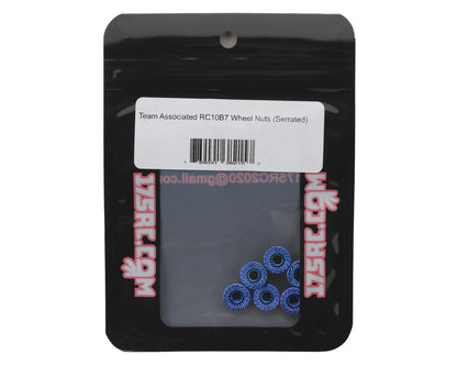 175RC Associated RC10B7 Serrated Wheel Nuts (Blue) (6)