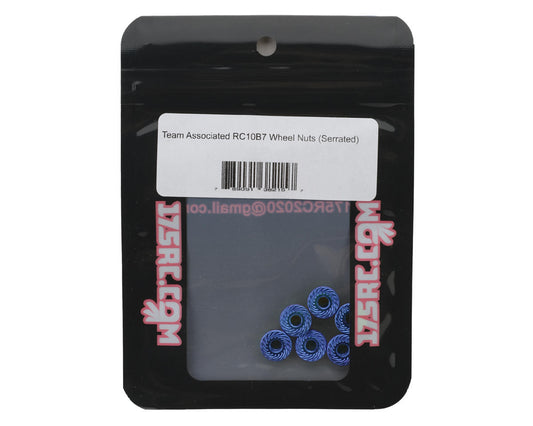 175RC Associated RC10B7 Serrated Wheel Nuts (Blue) (6)