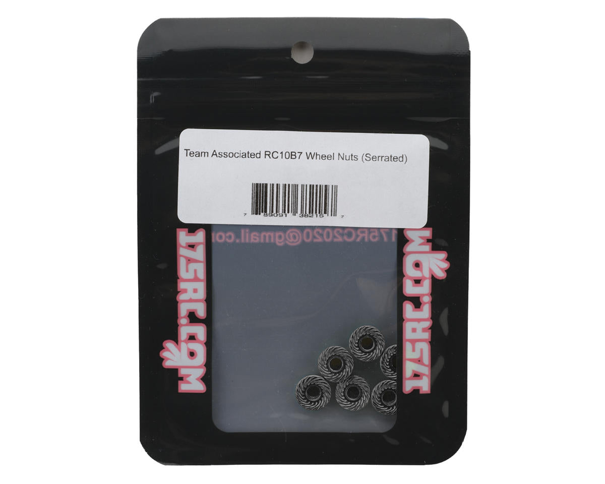 175RC Associated RC10B7 Serrated Wheel Nuts (Black) (6)