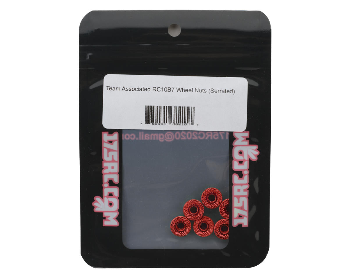 175RC Associated RC10B7 Serrated Wheel Nuts (Red) (6)