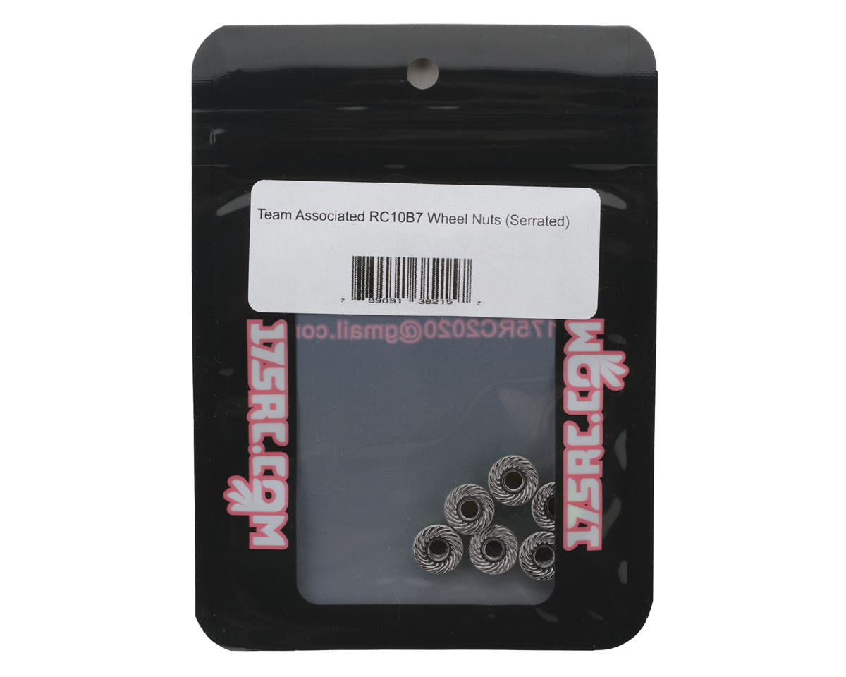 175RC Associated RC10B7 Serrated Wheel Nuts (Grey) (6)