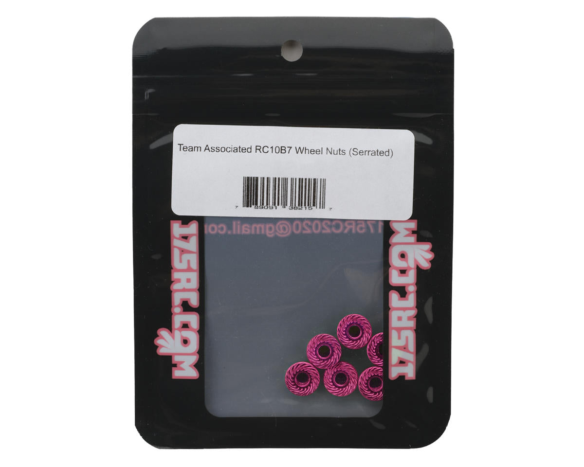 175RC Associated RC10B7 Serrated Wheel Nuts (Pink) (6)