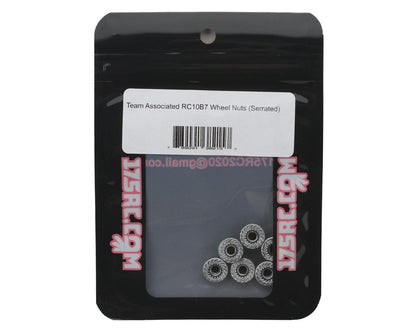 175RC Associated RC10B7 Serrated Wheel Nuts (Silver) (6)