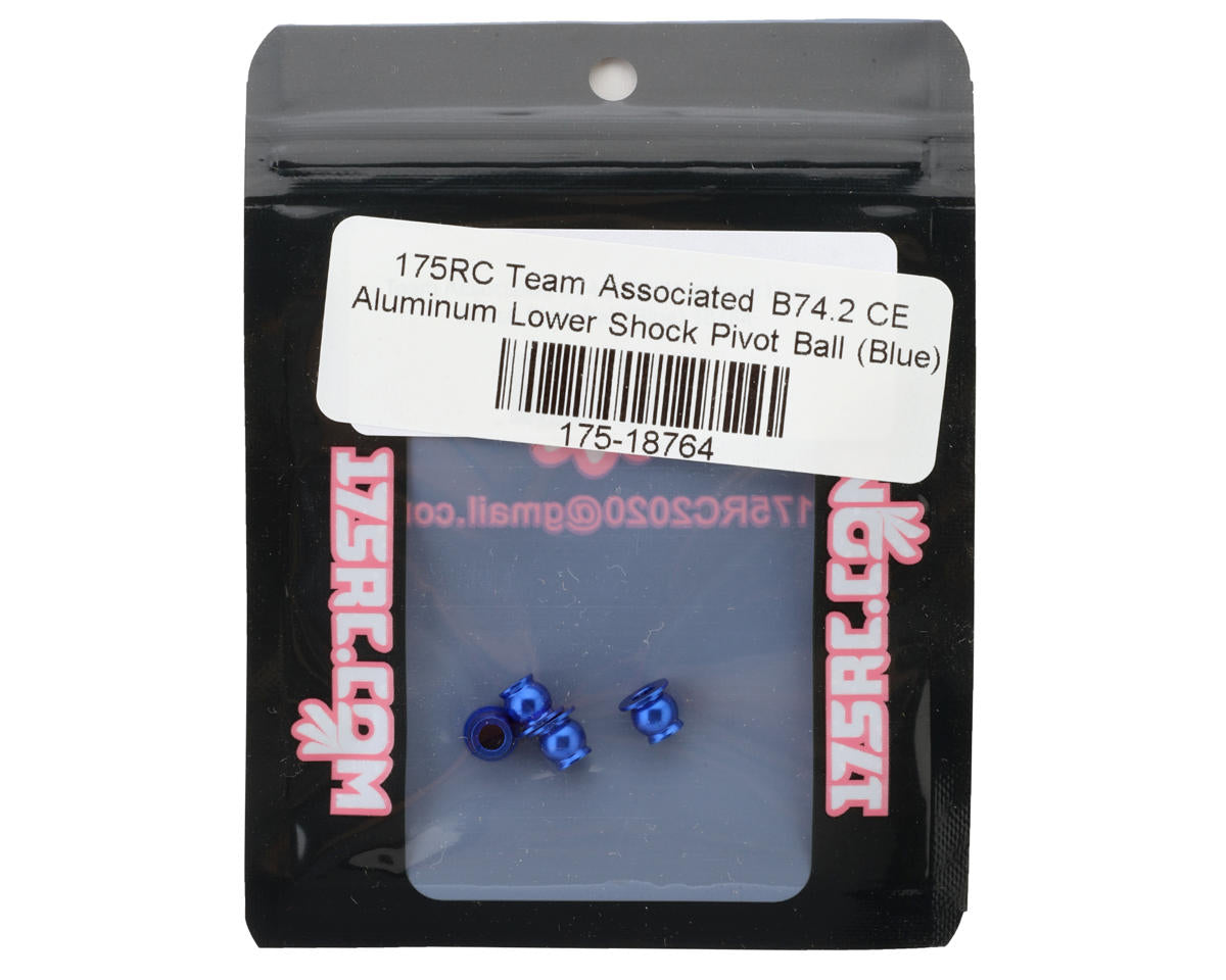 175RC Team Associated B74.2 CE Aluminum Lower Shock Pivot Ball (Blue) (4)